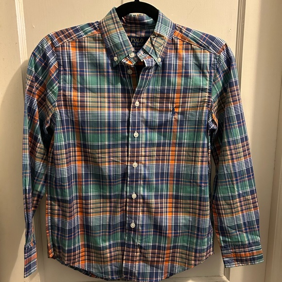 NWT POLO RALPH LAUREN boys medium long sleeve‎ madras plaid button up - Picture 1 of 7